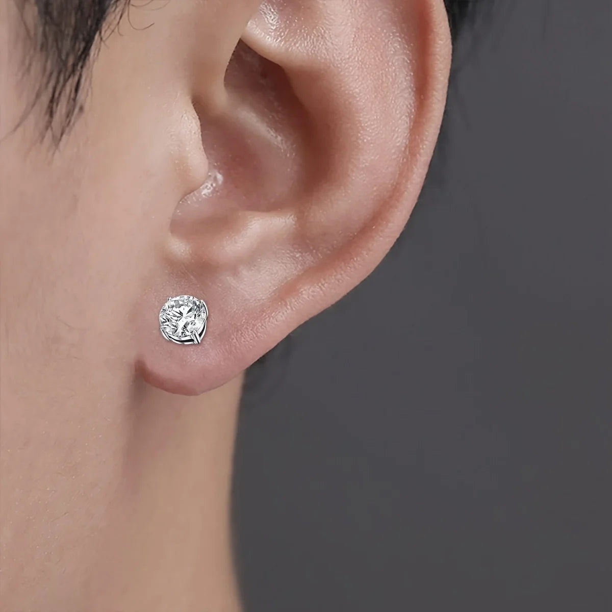 Punk round zircon magnetic ear stud clip earrings for men and women by DoubleMfashion, showcasing a stylish non-piercing design.