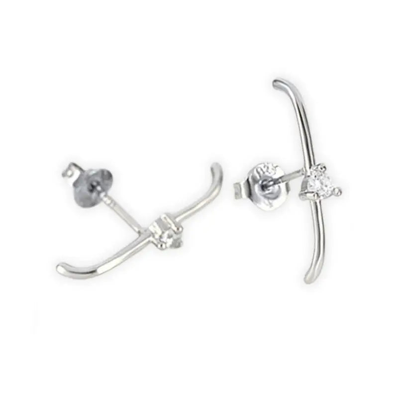 925 sterling silver minimalist crystal stud earrings for women, featuring a simple design ideal for parties and luxury occasions.