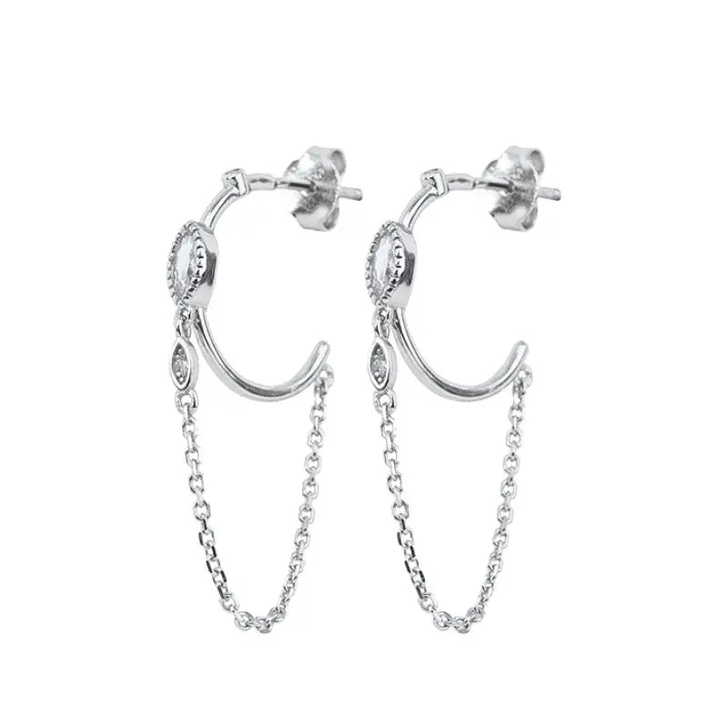 925 Sterling Silver minimalist crystal stud earrings for women, showcasing a sleek design perfect for parties and fine jewelry.