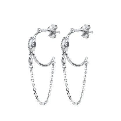 925 Sterling Silver minimalist crystal stud earrings for women, showcasing a sleek design perfect for parties and fine jewelry.