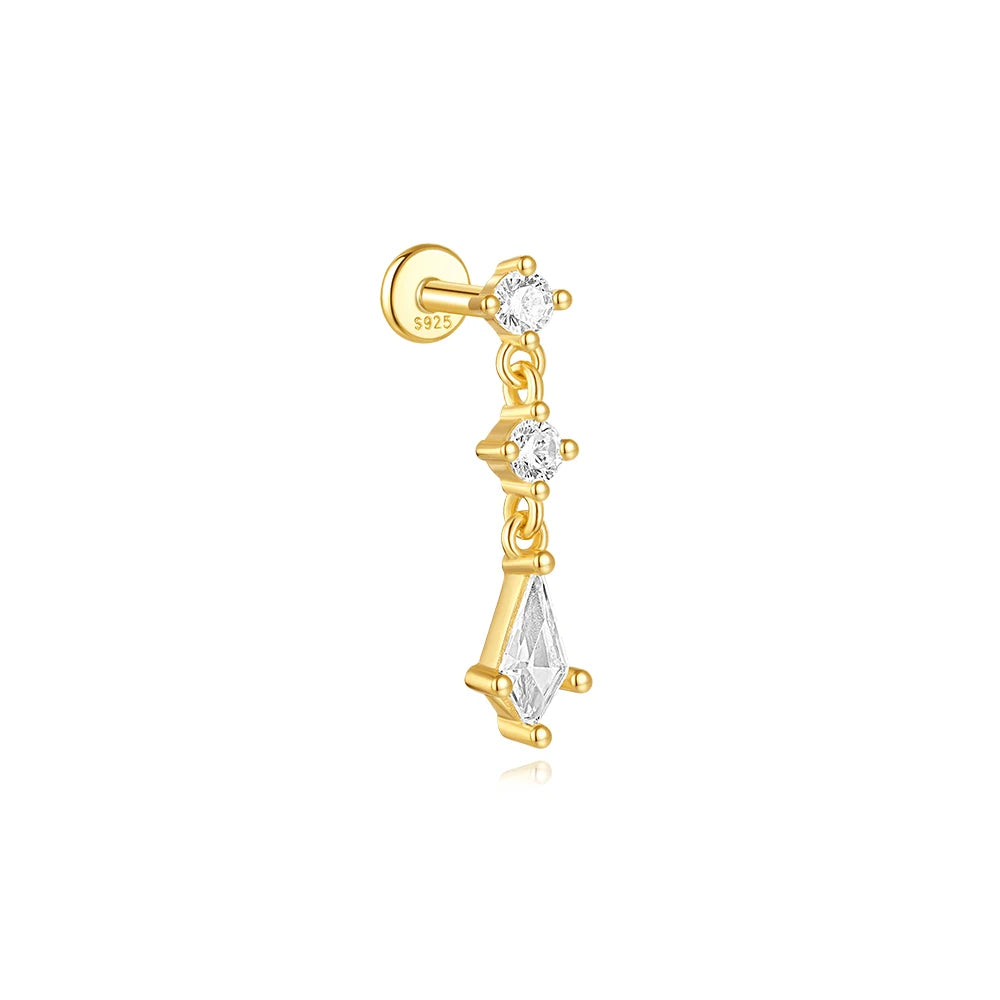 CANNER 925 sterling silver eight-pointed star CZ earring with tassel chain, designed for women's party wear.