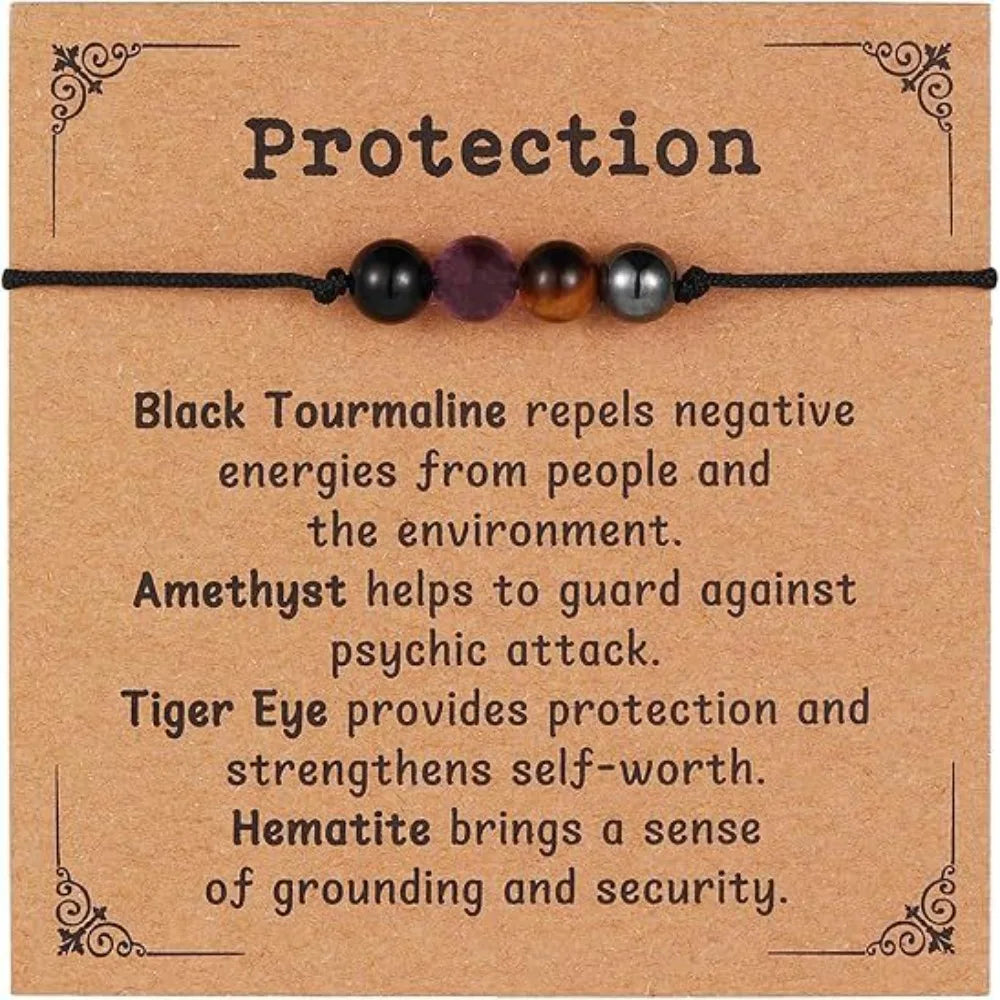 Adjustable DoubleMfashion prayer healing crystal bracelet with elegant stones, designed for anxiety relief and spiritual protection.