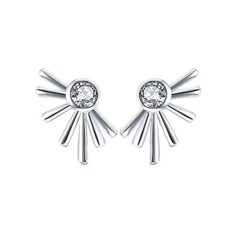 925 sterling silver minimalist crystal stud earrings for women, featuring a sleek design perfect for parties and fine jewelry.