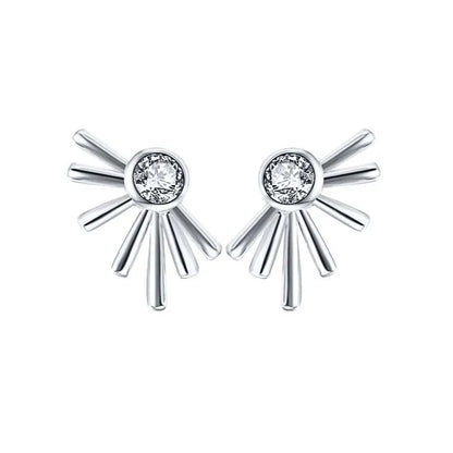 925 sterling silver minimalist crystal stud earrings for women, featuring a sleek design perfect for parties and fine jewelry.