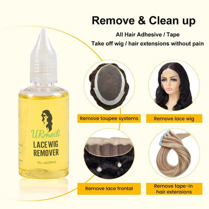 Kit de colle pour perruque Lace Wig DoubleMfashion, 6 pièces avec spray teinté, adhésif, dissolvant et bâton de cire.