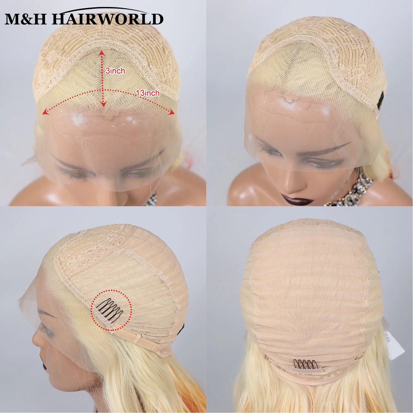 613 blonde ombre orange red synthetic lace front wig by DoubleMfashion, featuring long curly heat-resistant hair.