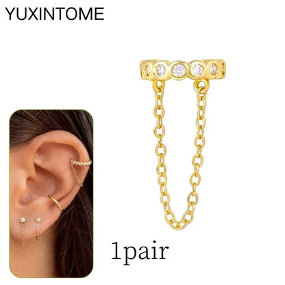 925 Sterling Silver minimalist crystal stud earrings by DoubleMfashion, showcasing a sleek design perfect for parties.