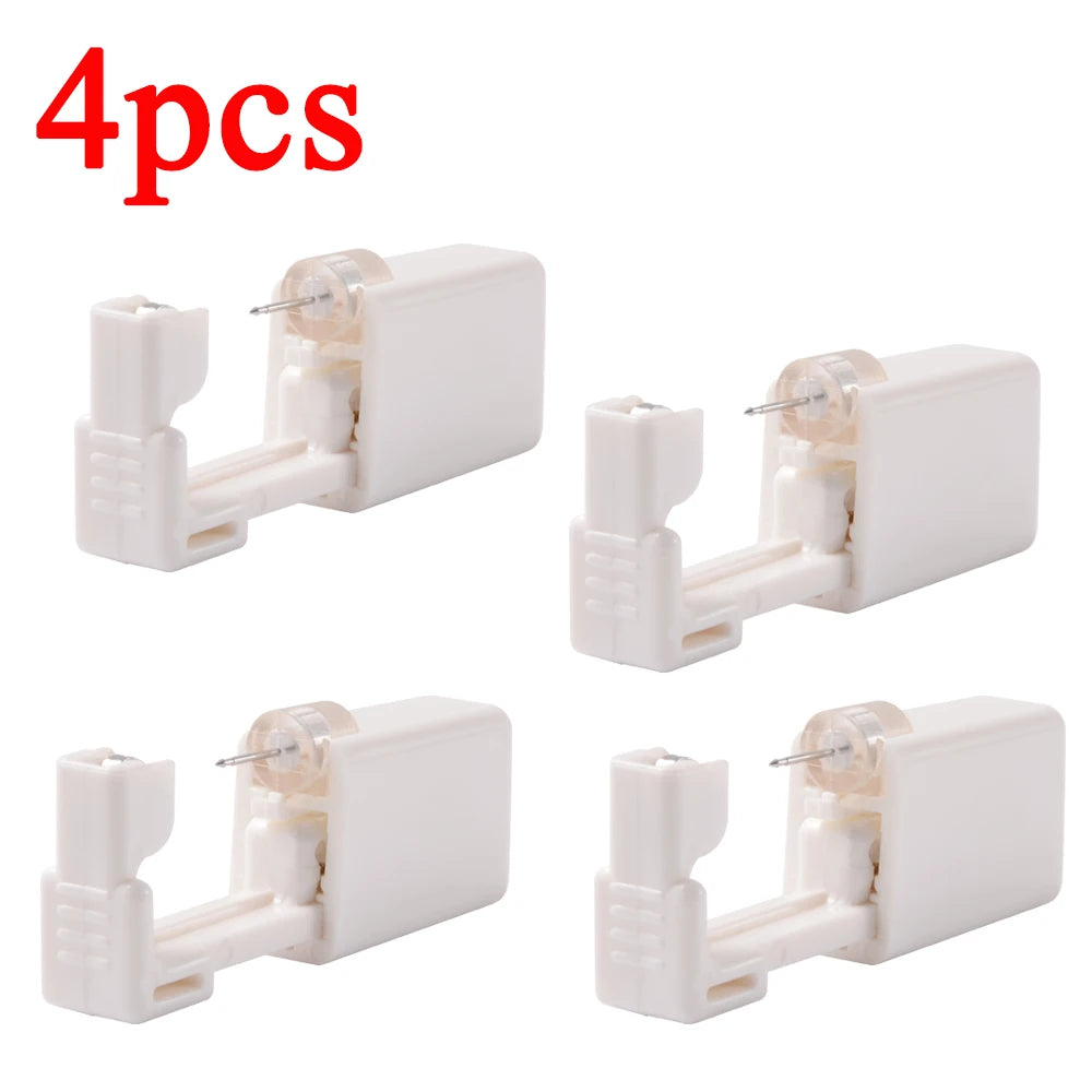 Disposable ear piercing gun kit with studs and nose rings by DoubleMfashion, showcasing the piercing machine and accessories.