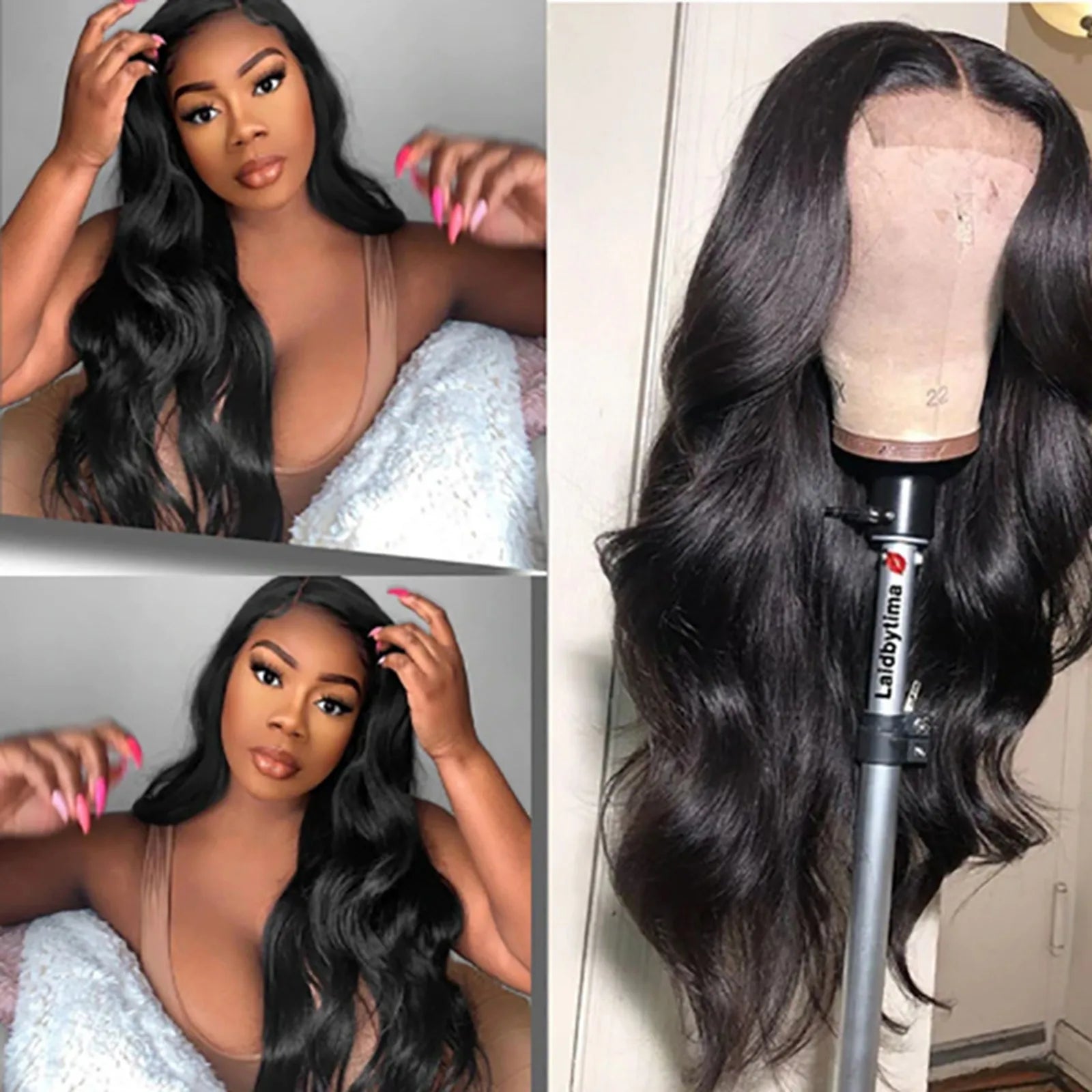 Long curly lace front wig by DoubleMfashion, featuring big waves, perfect for festivals and cosplay parties.