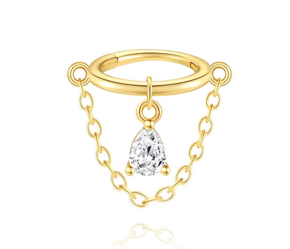 CANNER 925 Sterling Silver eight-pointed star CZ stud earring with tassel chain, designed for women’s party jewelry.