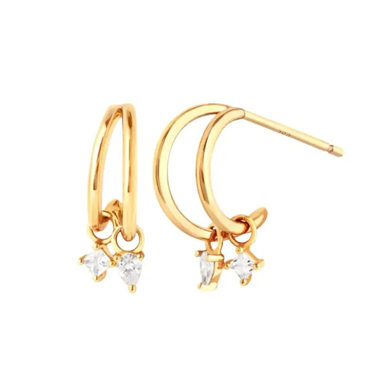 Minimalist 925 sterling silver crystal stud earrings for women, featuring a sleek design perfect for parties or everyday wear.