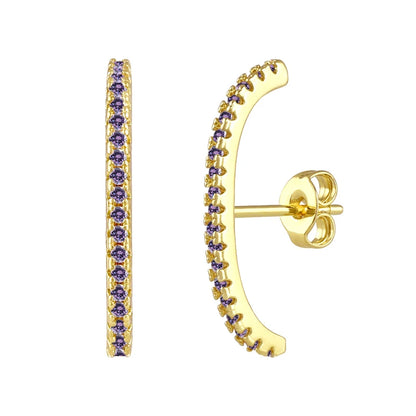 925 sterling silver minimalist crystal stud earrings for women, featuring a sleek needle design and elegant sparkle.