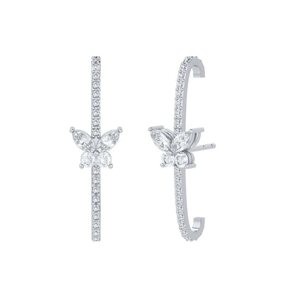 Minimalist 925 sterling silver stud earrings with crystal accents, designed for women, perfect for parties and luxury jewelry.