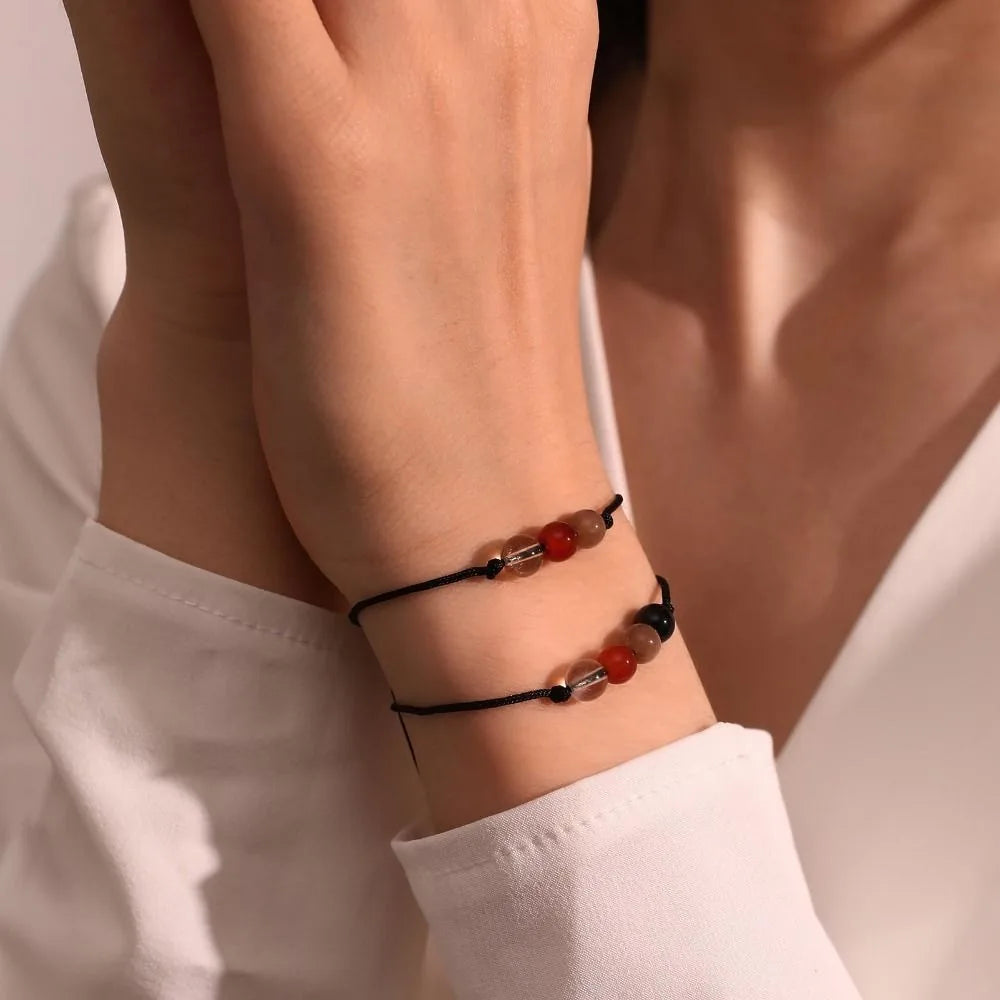 Handmade DoubleMfashion adjustable prayer healing crystal bracelet with elegant stones for anxiety relief and spiritual protection.