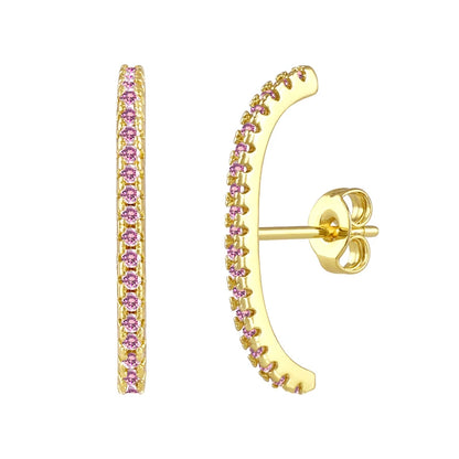 Minimalist 925 sterling silver needle stud earrings with crystal for women, perfect for parties and luxury jewelry accessories.