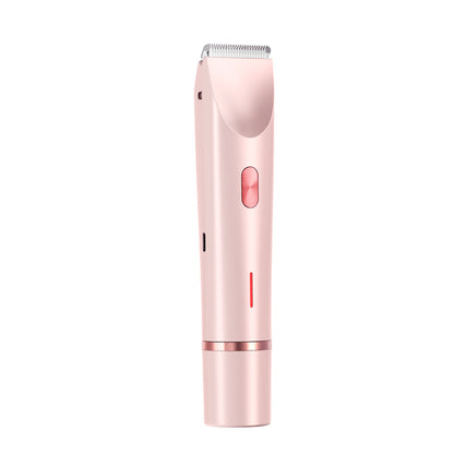 DoubleMfashion 2-in-1 women's electric razor with double heads for trimming pubic and body hair, wet and dry use.