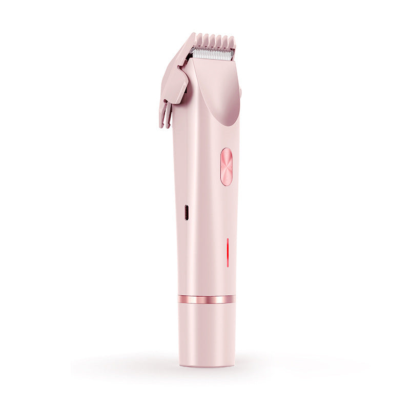 DoubleMfashion 2 in 1 electric shaver with double heads for women's body and pubic hair trimming, suitable for wet and dry use.