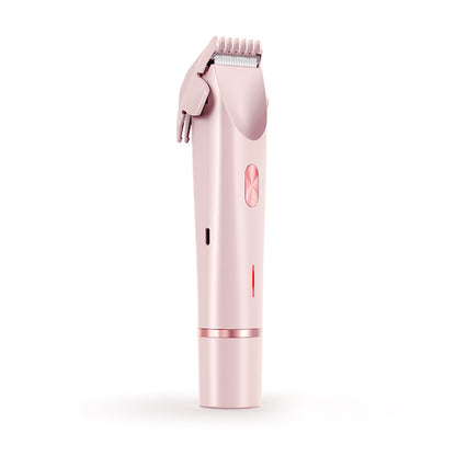 DoubleMfashion 2 in 1 electric shaver with double heads for women's body and pubic hair trimming, suitable for wet and dry use.